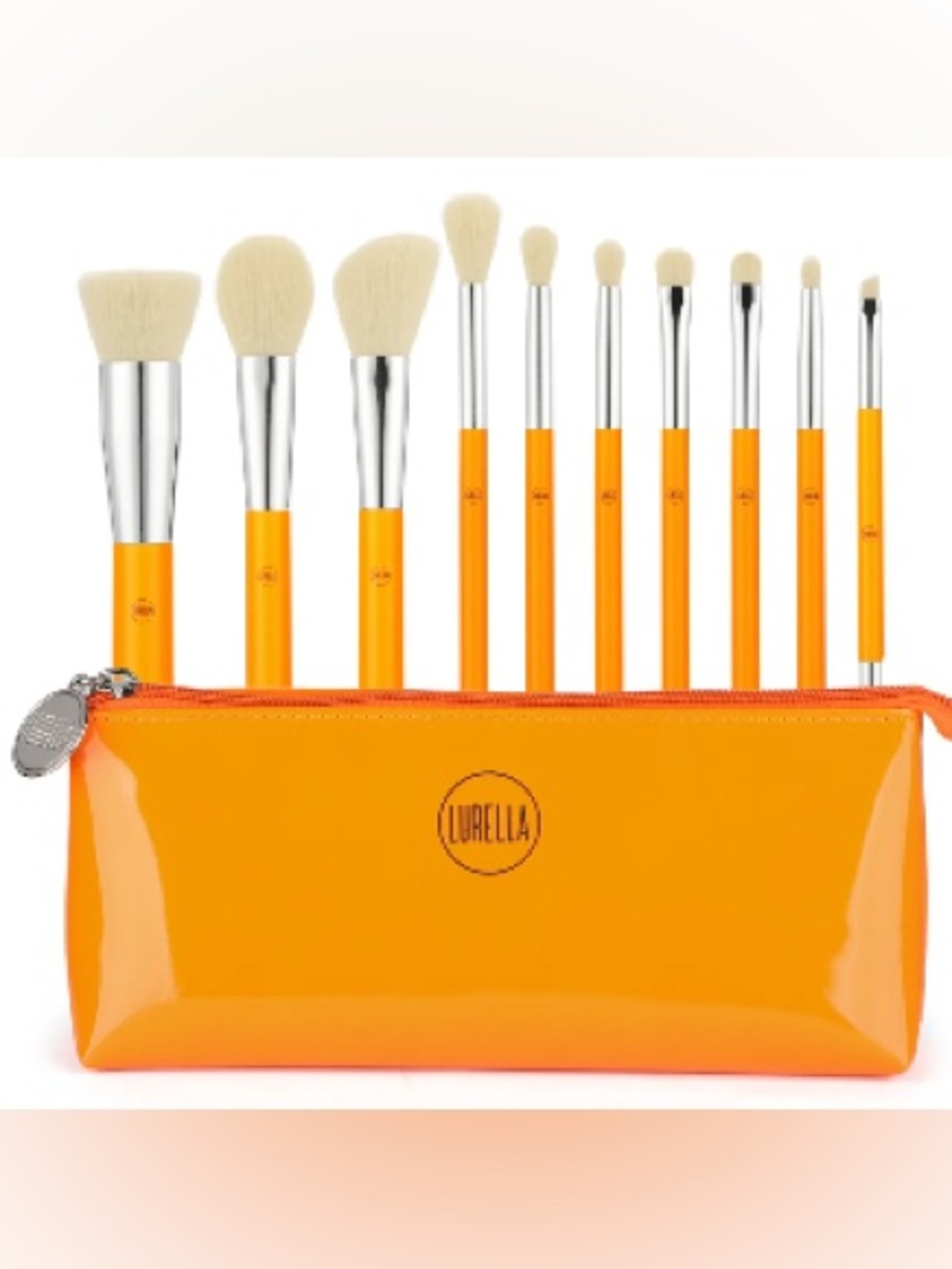 LURELLA COSMETICS Neon Brush Set 10 Pc Set Orange NEW - Picture 1 of 6